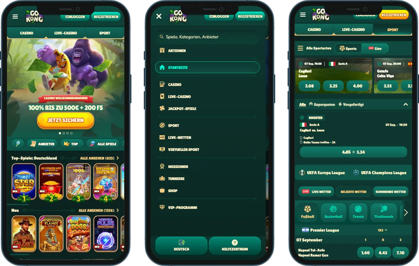 GoKong mobil: Casino im Browser, kein App-Download nötig